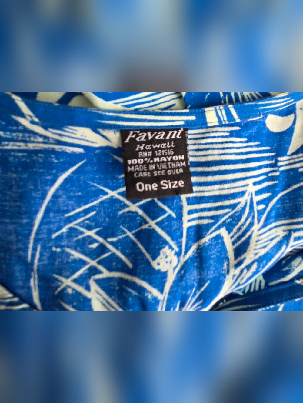 Favant Hawaii Blue Palm Tree V-Neck Swim Coverup Tunic One Size - Picture 13 of 13